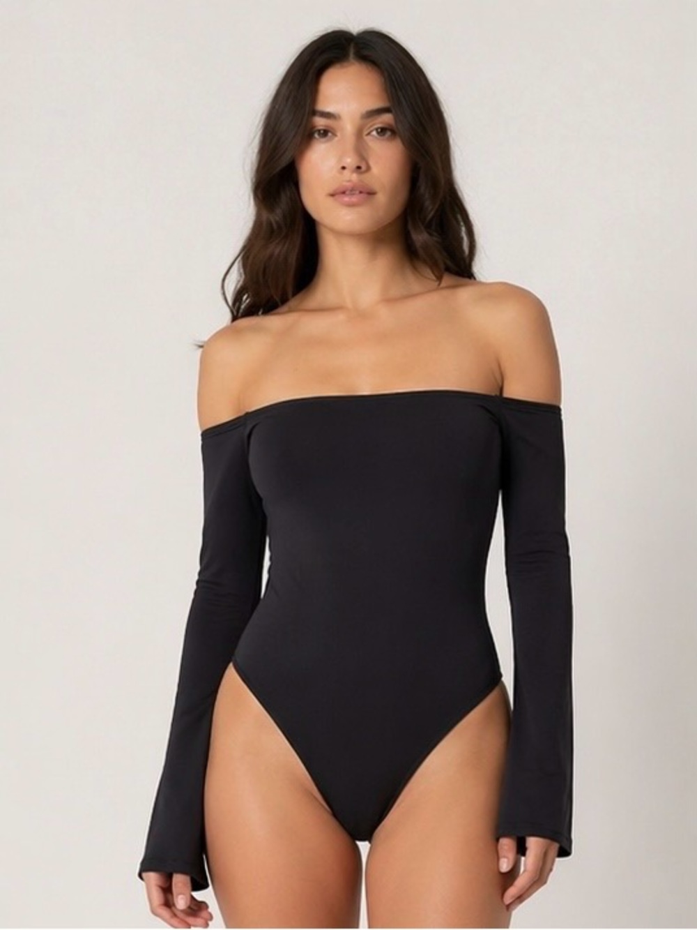 Good American Super Stretch Jersey Bodysuit – Black – Size L (US 10)